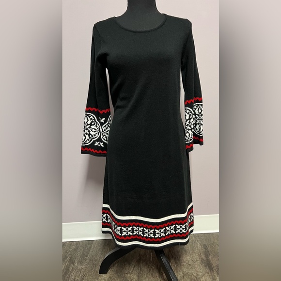 SWEATER Dress COWL Neck GEOMETRIC Design - Picture 7 of 13